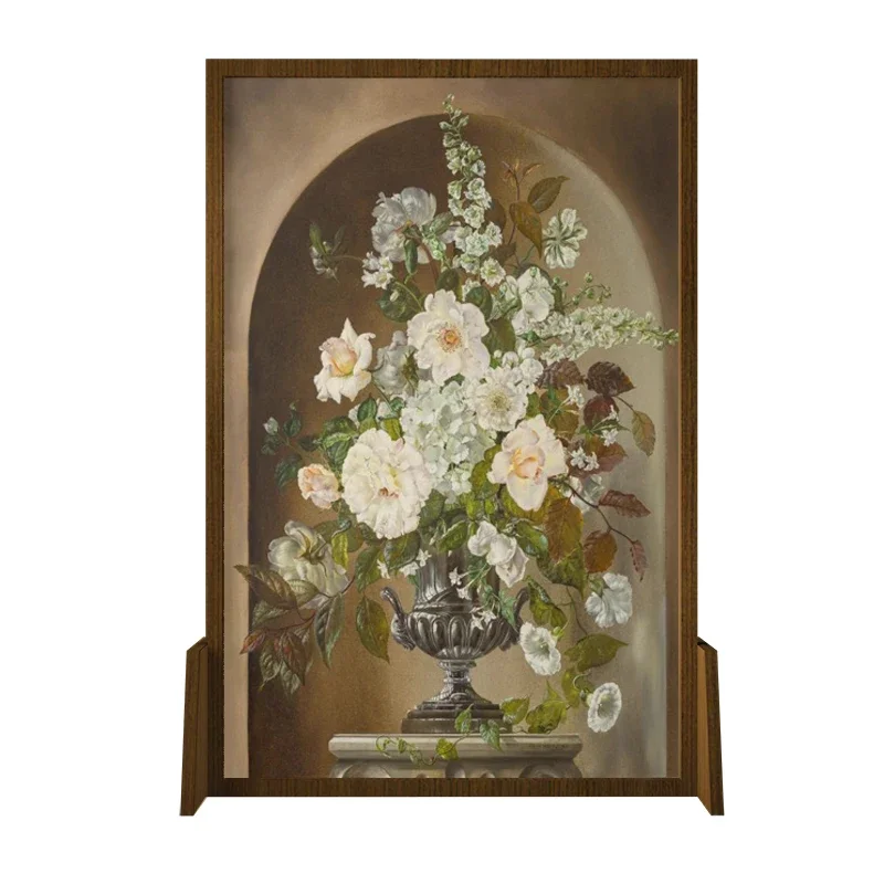 

American French solid wood mobile screen partition living room entrance entrance dining room bedroom block seat screen flowers