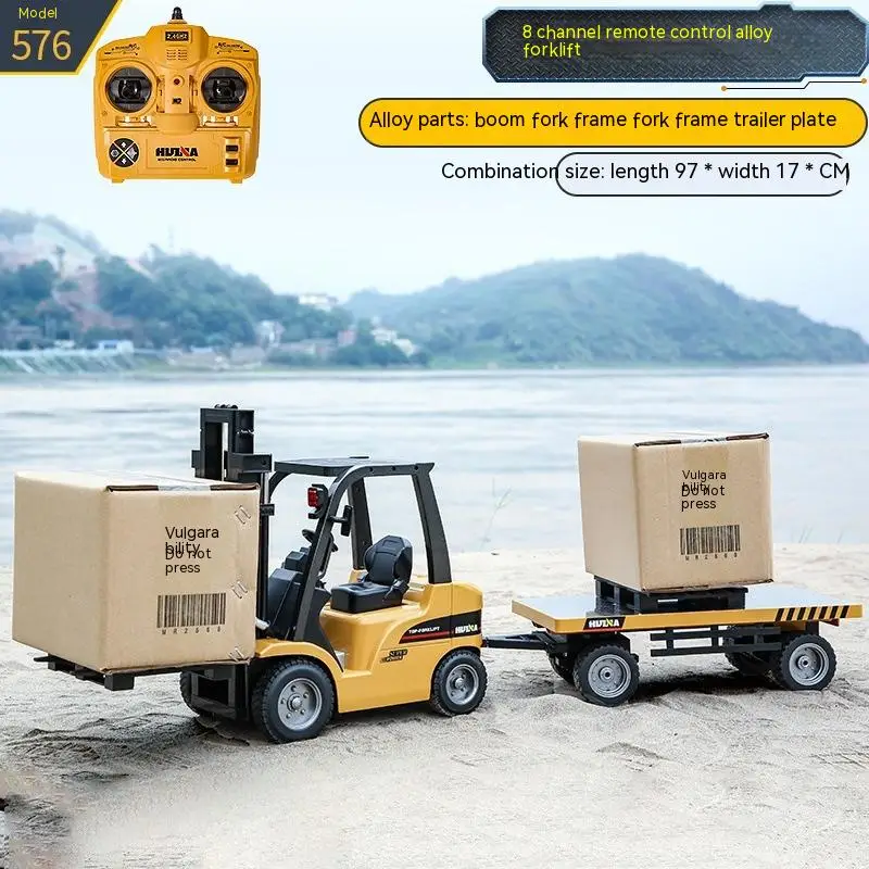 Engineering Car Toy 1576 Forklift Flat Car Remote Control 2.4g Large Transport Engineering Car Model Children's Toy Gift