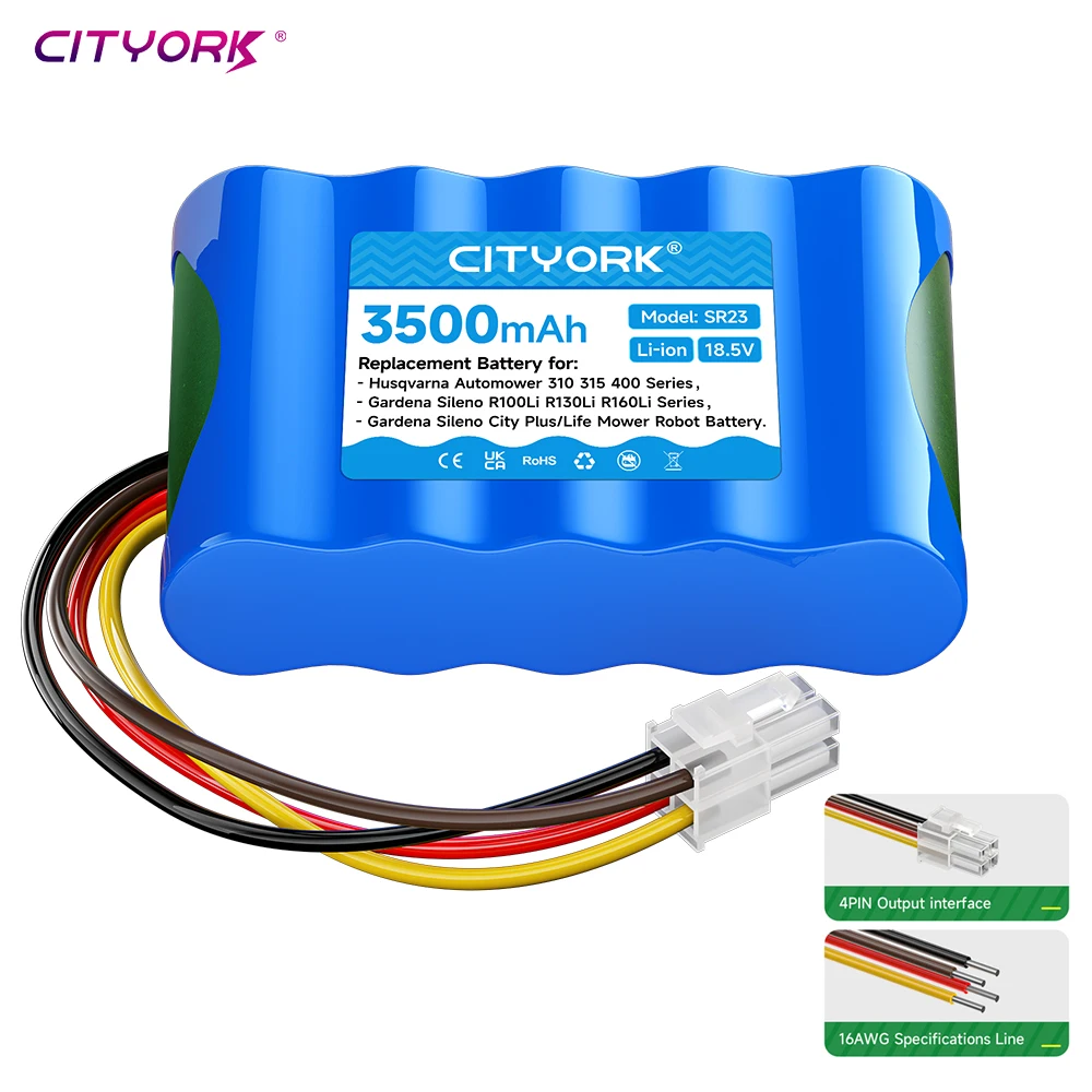 CITYORK 3500mAh Battery For Husqvarna Automower 430X 440 450X 420 310 315 Sileno Plus Sileno Life Gardena Sileno R100Li