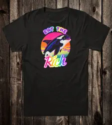 90's style Tee T Shirt Lisa Frank Inspired EAT THE RICH Orca Killer Whale Cute  High Quality 100%Cotton Short Sleeve