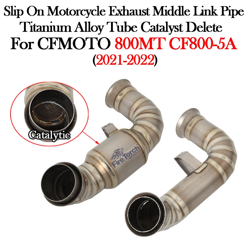 

Titanium Alloy Motorcycle Exhaust Muffler With Catalyst Middle Link Pipe Escape Moto For CFMOTO 800MT CF800-5A 2021 2022 Slip-On