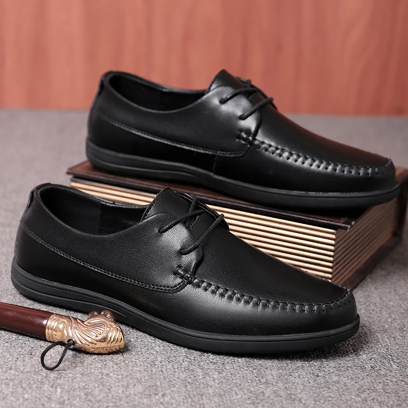 Leather Men Formal Shoes Luxury Brand 2023 Men\'s Loafers Dress Moccasins Breathable Italian Black Wedding Shoes Plus Size 38-47