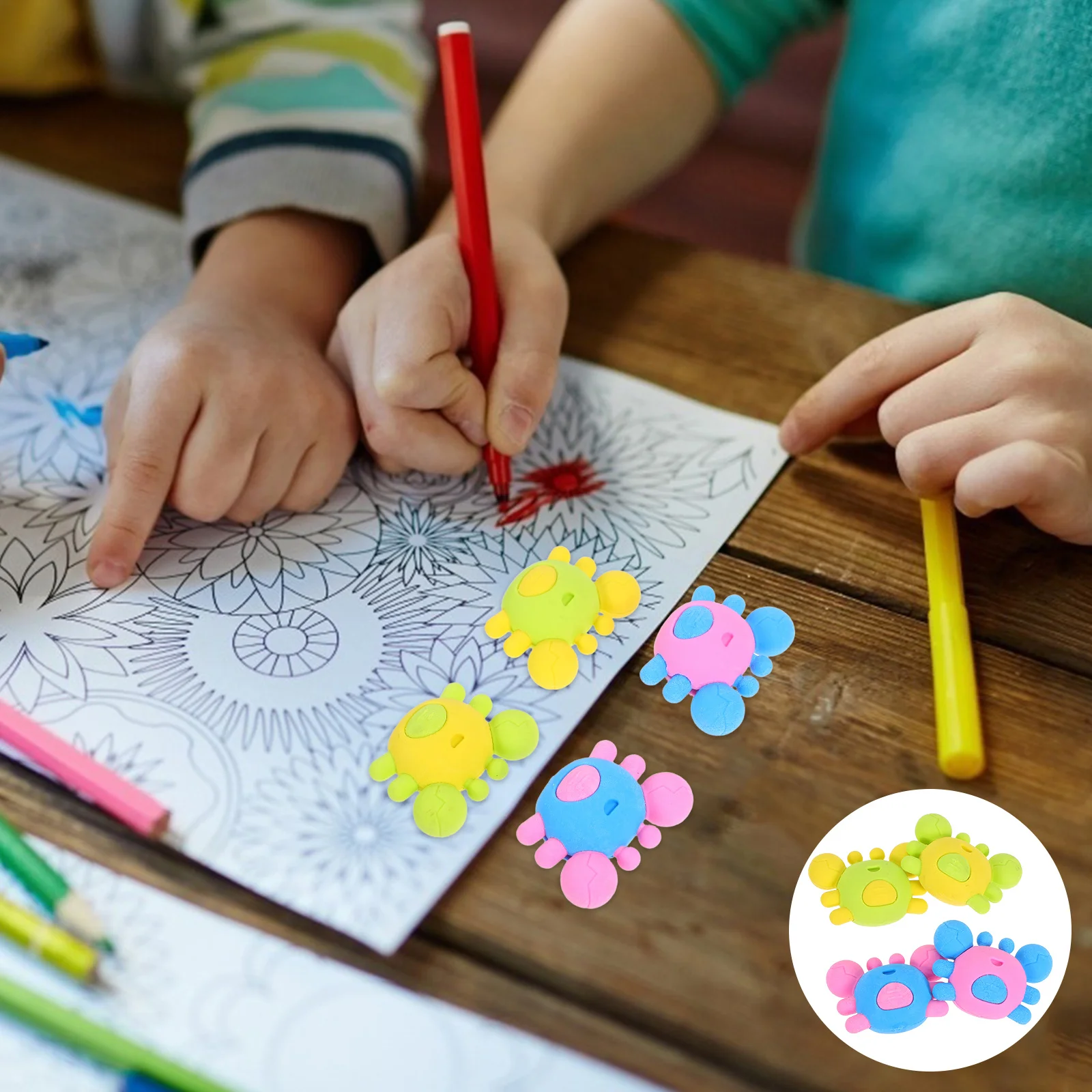 

20pcs Learning Supplies Erasers Crab-Shaped Mini Plastic Pencil Erasers For School Office Art Projects Students Stationery