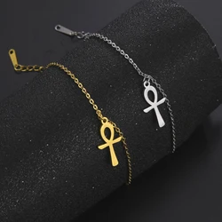 Egypt Key of Life Symbols Ankh Cross Anklet Stainless Steel Egyptian Pendant Women Beach Foot Ankle Bracelet Jewelry Gift