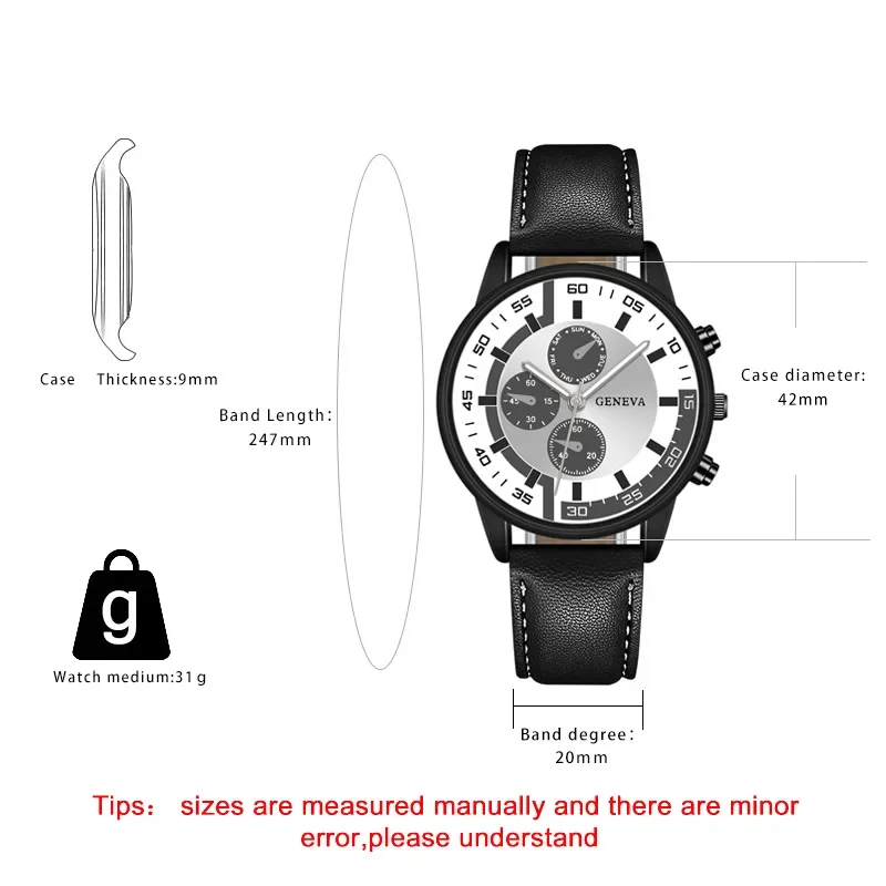 Fashion Mens Sports Digital Dial Three Eye Watches Luxury Couples Quartz Wrist Watch for Men Casual Leather Watch Reloj Hombre