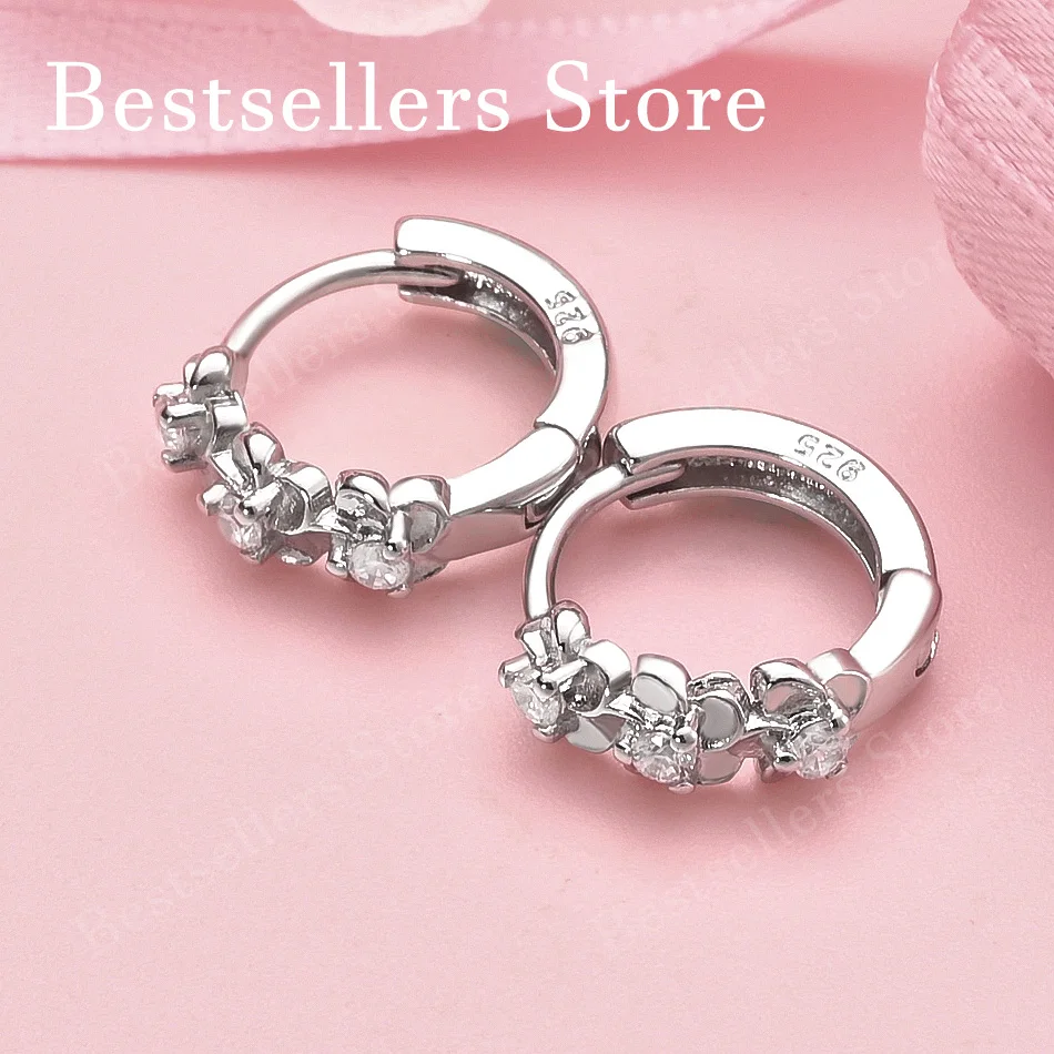 Élégantes boucles d'oreilles en argent sterling 925 avec zirconias en forme de fleur pour femmes, bijoux tendance pour les fêtes et les mariages