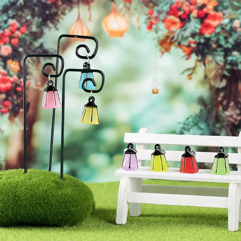 Decorative Iron Stakes for Succulent Pots Glow Dark Mini Garden Lantern with Hook Stake Resin Fairy for Succulents for Fairy