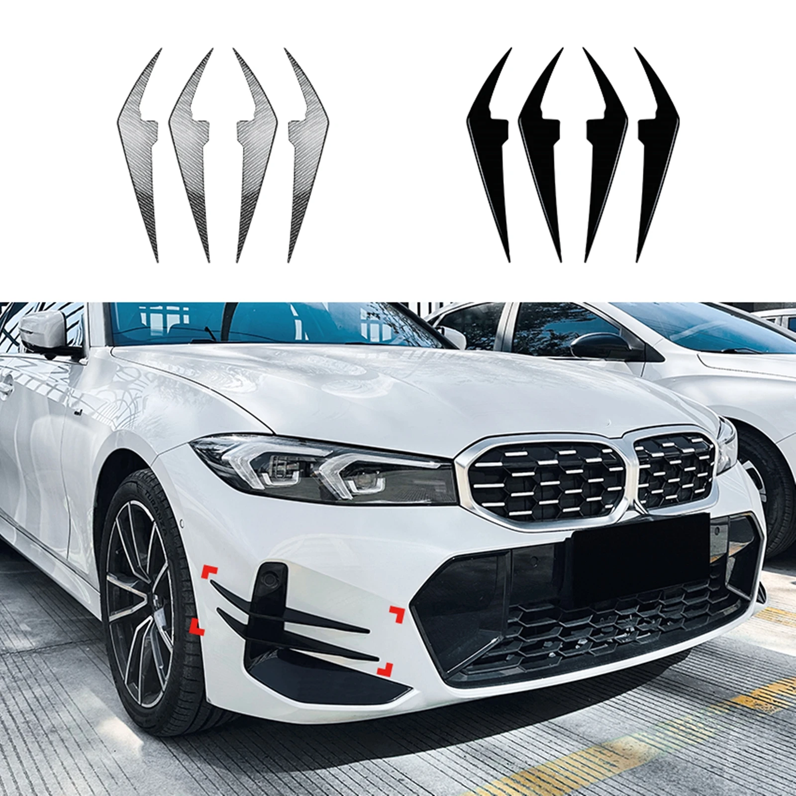 

Front Bumper Side Air Vent Cover Trim Intake Frame Lip For BMW 3 Series G20 G21 G28 LCI M Sport 318i 320i 330i M340i 2023-2024