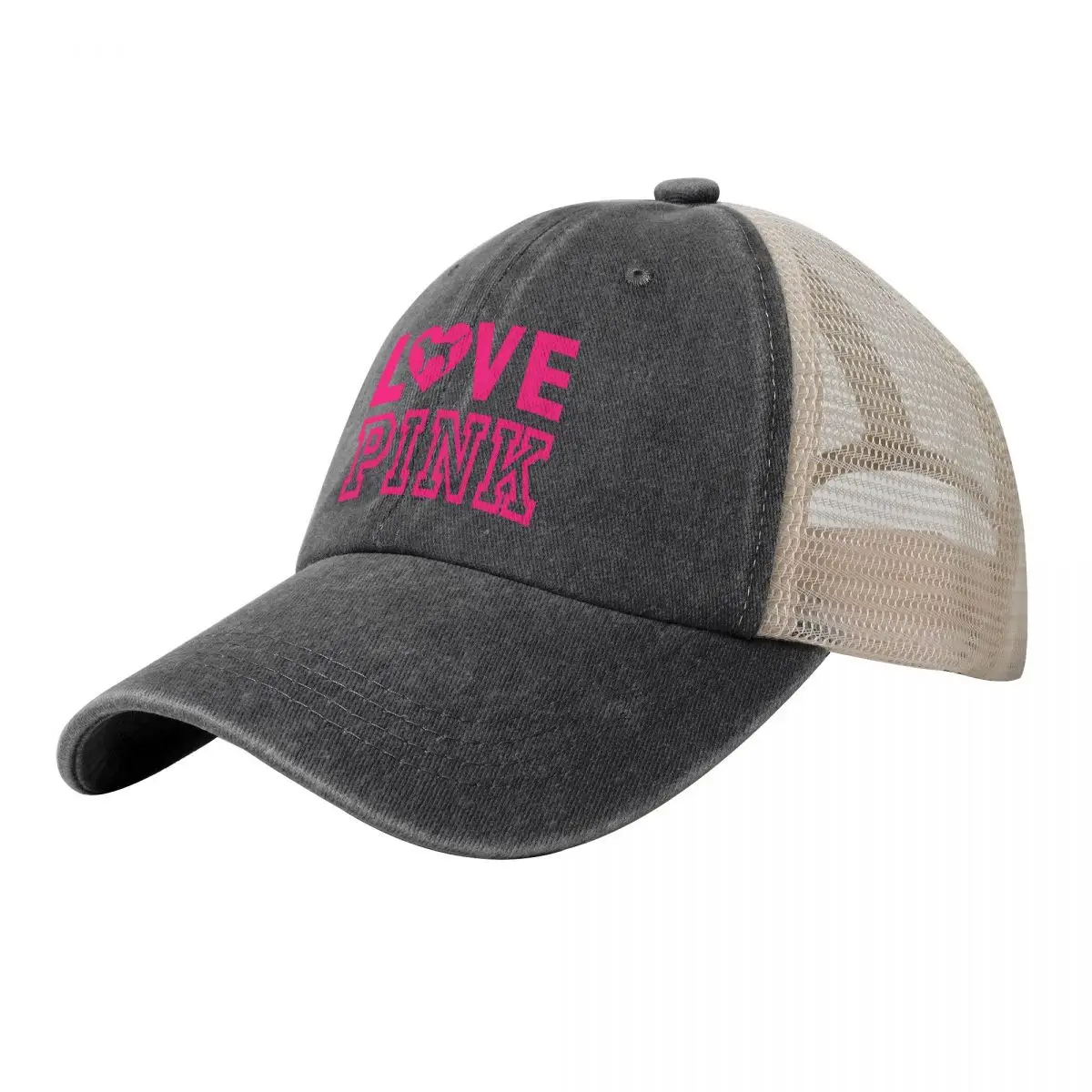 

Fashion Unisex Love Pink Cowboy Mesh Baseball Cap