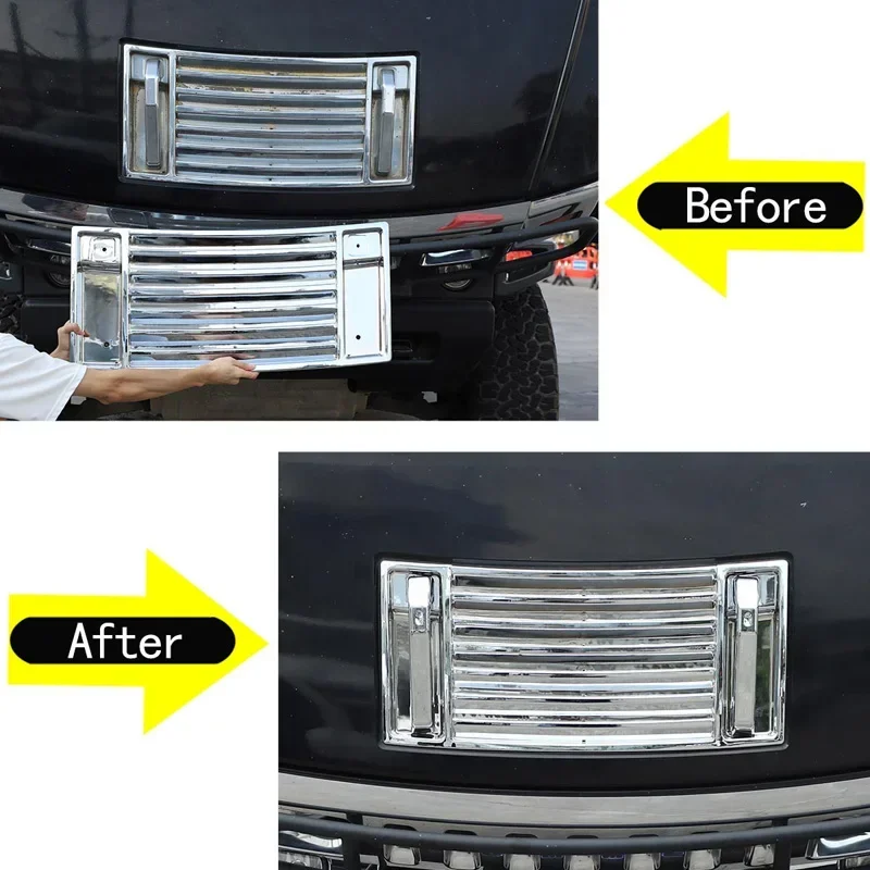 

For Hummer H2 2003-2009 ABS silver car front hood grille hood handle decorative cover sticker car protection accessories