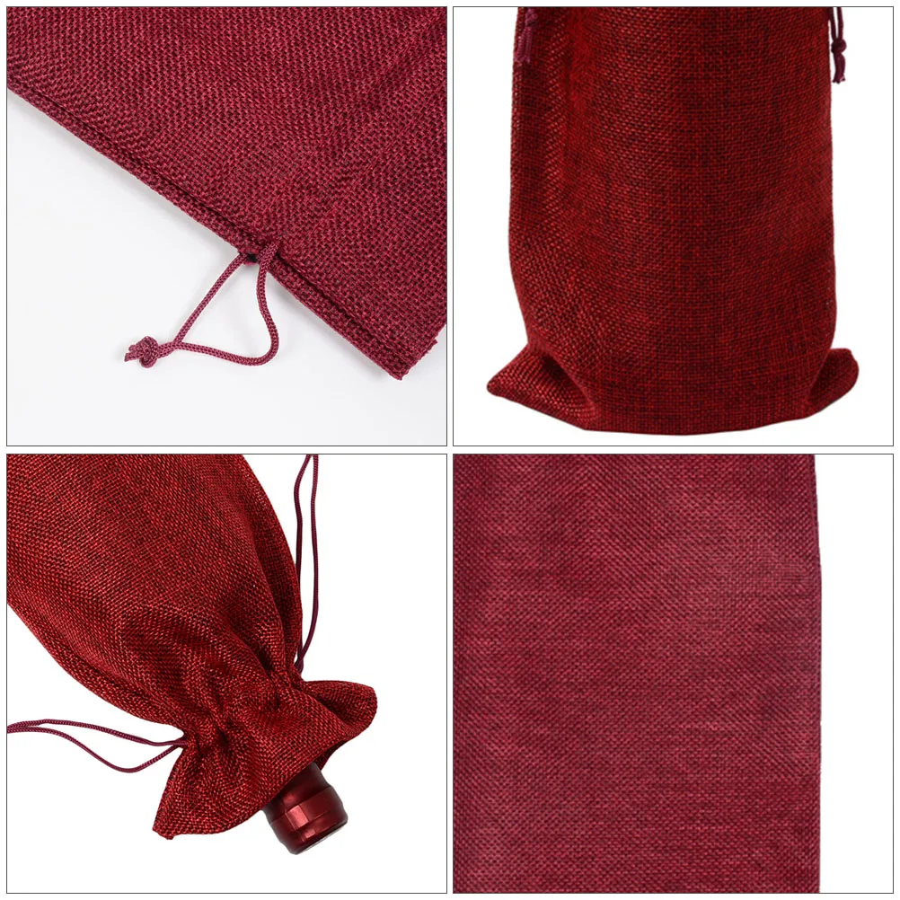 

10 Pcs Bottle Bag Set Jute Jute Bags Material Reusable Linen Gift Bags for Party Banquet Christmas Thanksgiving