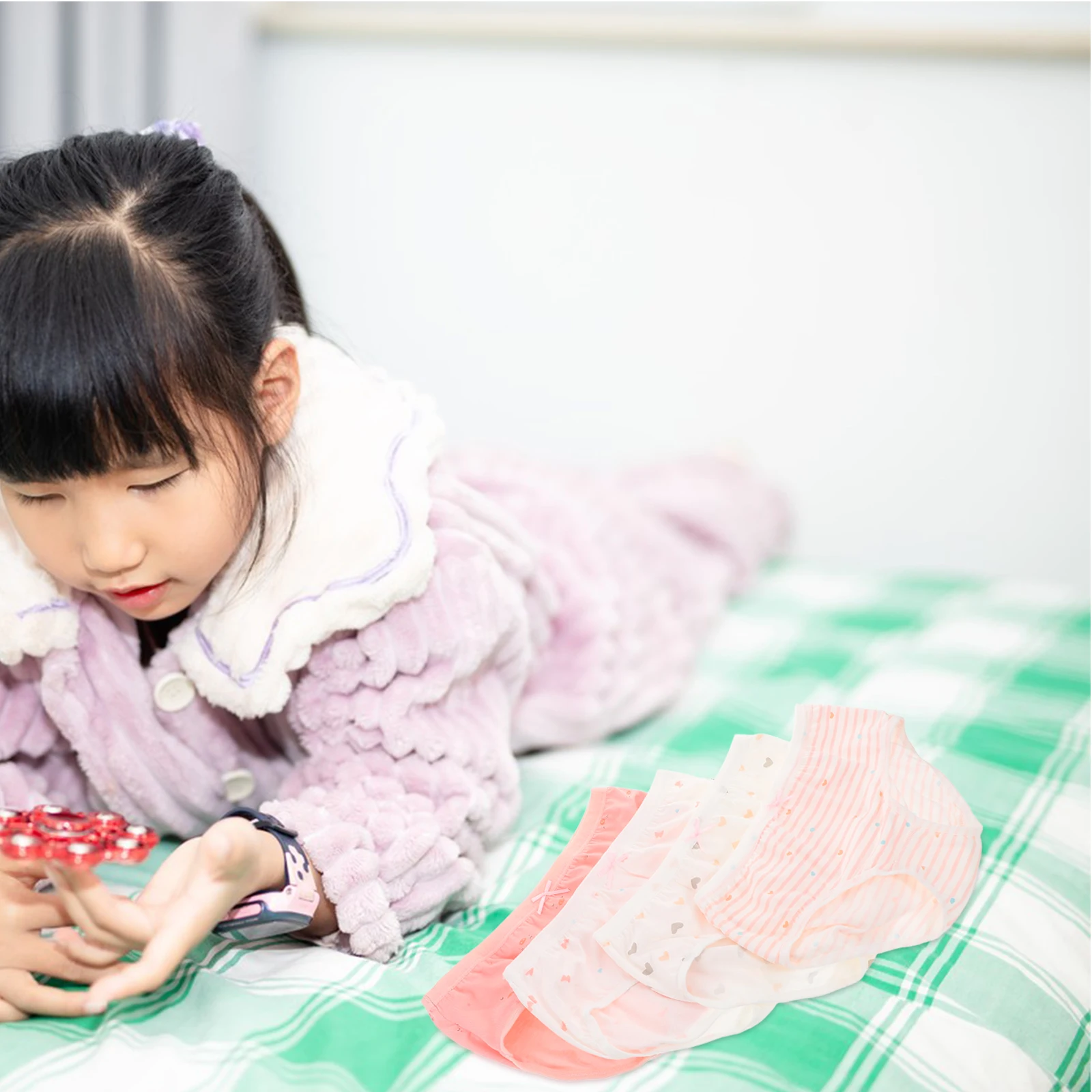 

4Pcs Girls Cotton Underwear Baby Toddler Soft Breathable Knickers Cute Pattern Briefs Kids Undies Daily Use 26x20cm