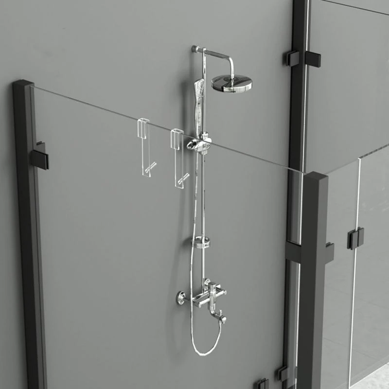 Bathroom Shower Door Hook Glass Door Shower Towel Rack Free Punch Bathroom Bathrobe Hanger Transparent Towel Hook