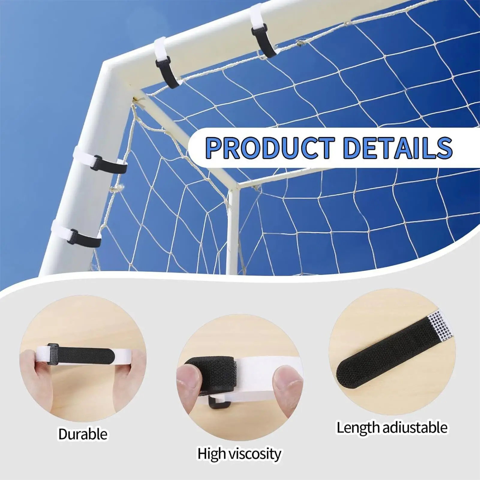 Soccer Net Straps Net Loop Fastening Ties 50 Pieces Stable Sturdy Straps Ties for Kids Outdoor Playground Sport Boys Gym