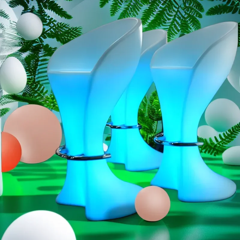 Silla de taburete iluminada con LED de estilo para muebles de bar con mesa de iluminación LED y juego de sillas