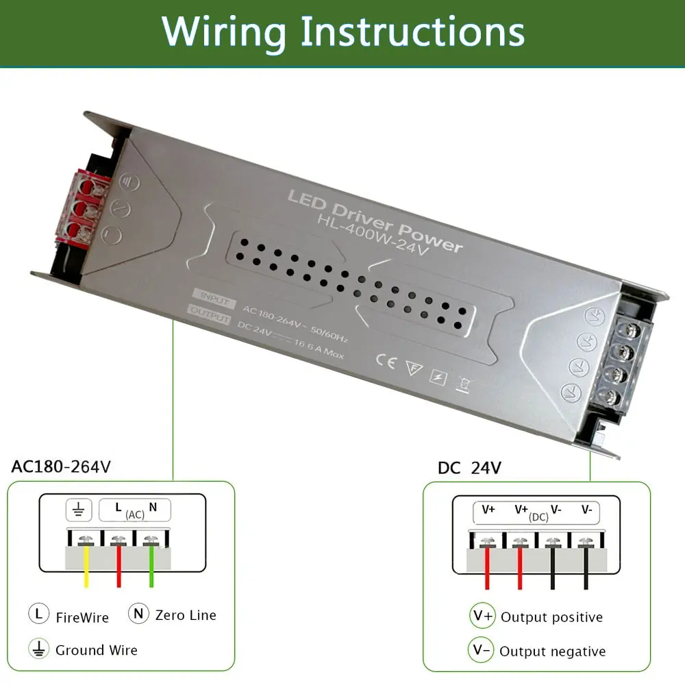 DC 24V LED-Netzteil AC180-264V Stumm schalt transformatoren 60W 200W 300W 400W W LED-Licht treiber Netzteil
