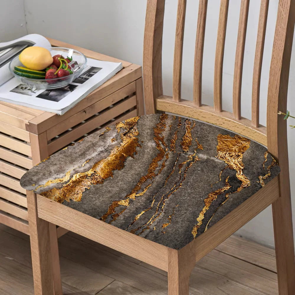2/4/6pcs Chair Seat Slipcover,Luxury Gray Gold Marble Fluid Art Print Chair Slipcover for Home Decor