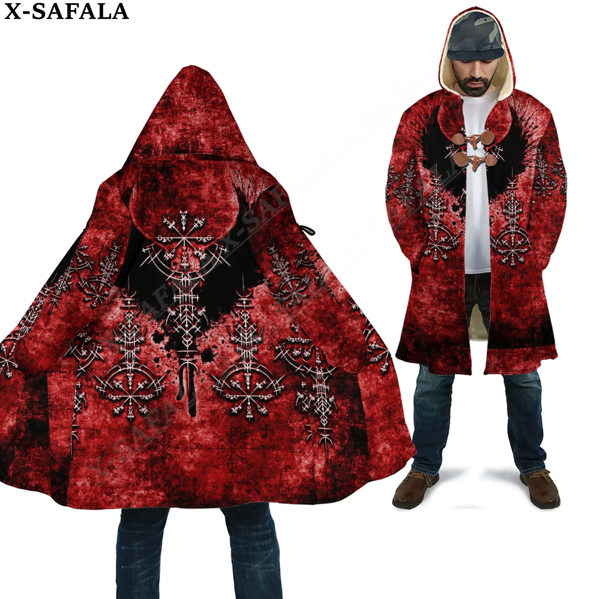 

Raven Cletic Tree Tattoo Symbol Viking Odin Overcoat Coat 3D Print Thick Warm Hooded Cloak Men Windproof Fleece Unisex-4