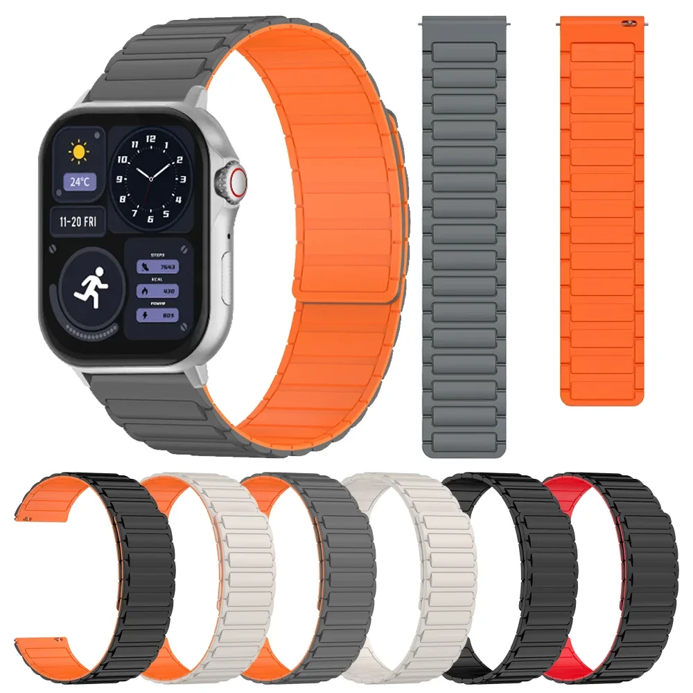 COLMI M42 I30 C63 P68 C81用22mmシリコンストラップ、COLMI P82 P81 V73 V68 P71 V76用交換ソフトブレスレット、マグネットループスポーツバンド