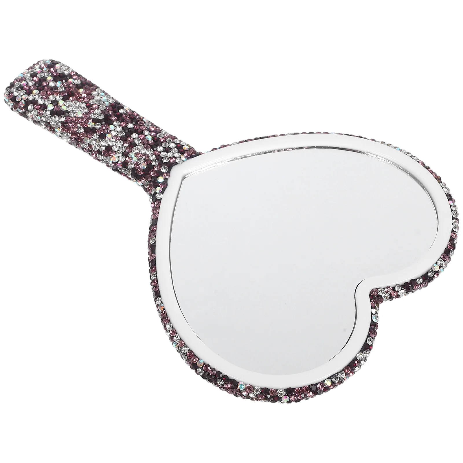Heart Shaped Rhinestone Portable Handheld Mirror Travel Makeup Vanity Glitter Mirror Valentines Wedding