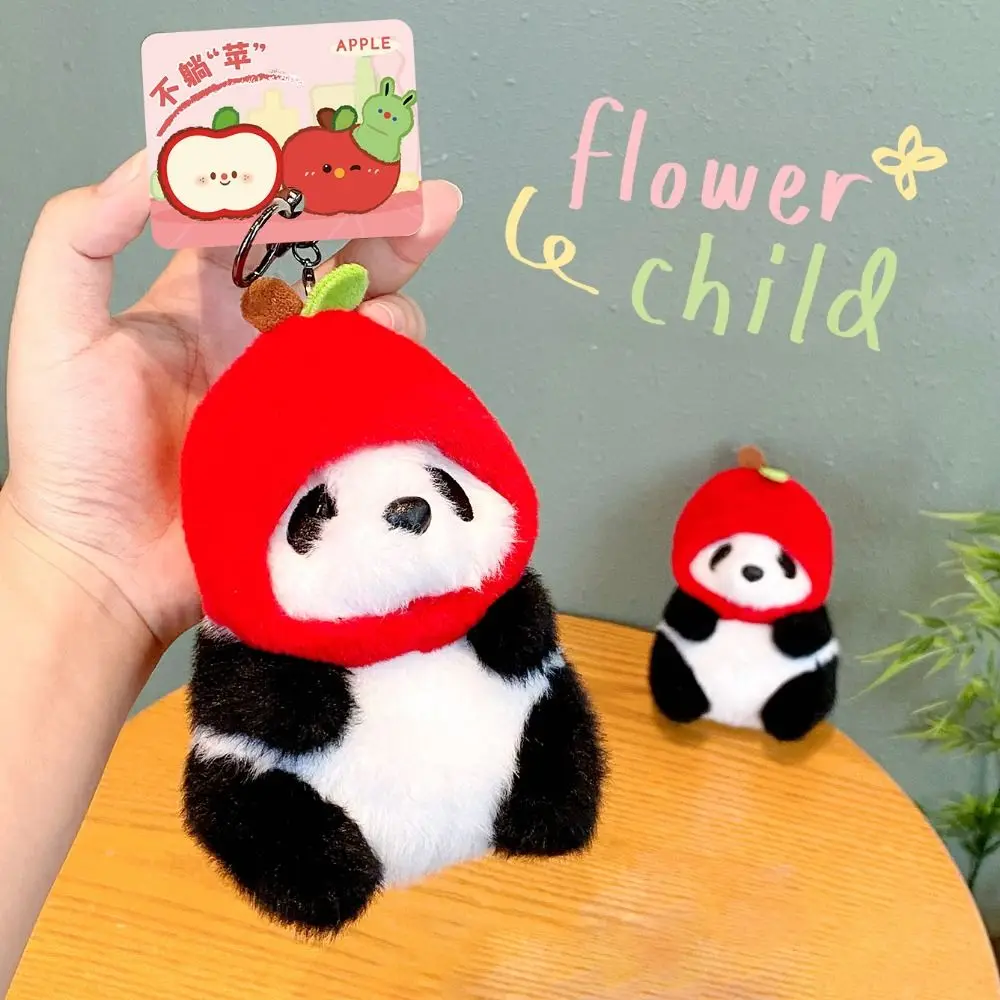

Soft Head Cover Panda Keychain Cute Creative Doll Bag Pendant Plush Fluffy Car Key Ring Girl