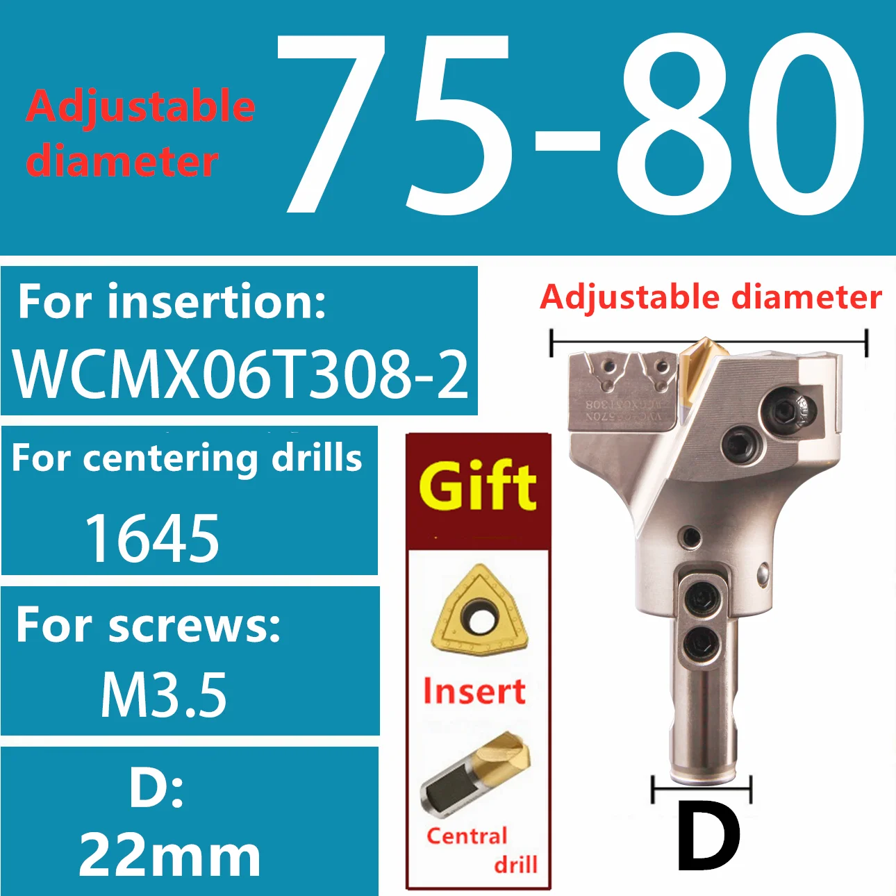 VMD verstelbare diepgat indexeerbare boor met grote diameter 45-160 mm U-boor boorgereedschap voor WCMX WCMT inbrengen