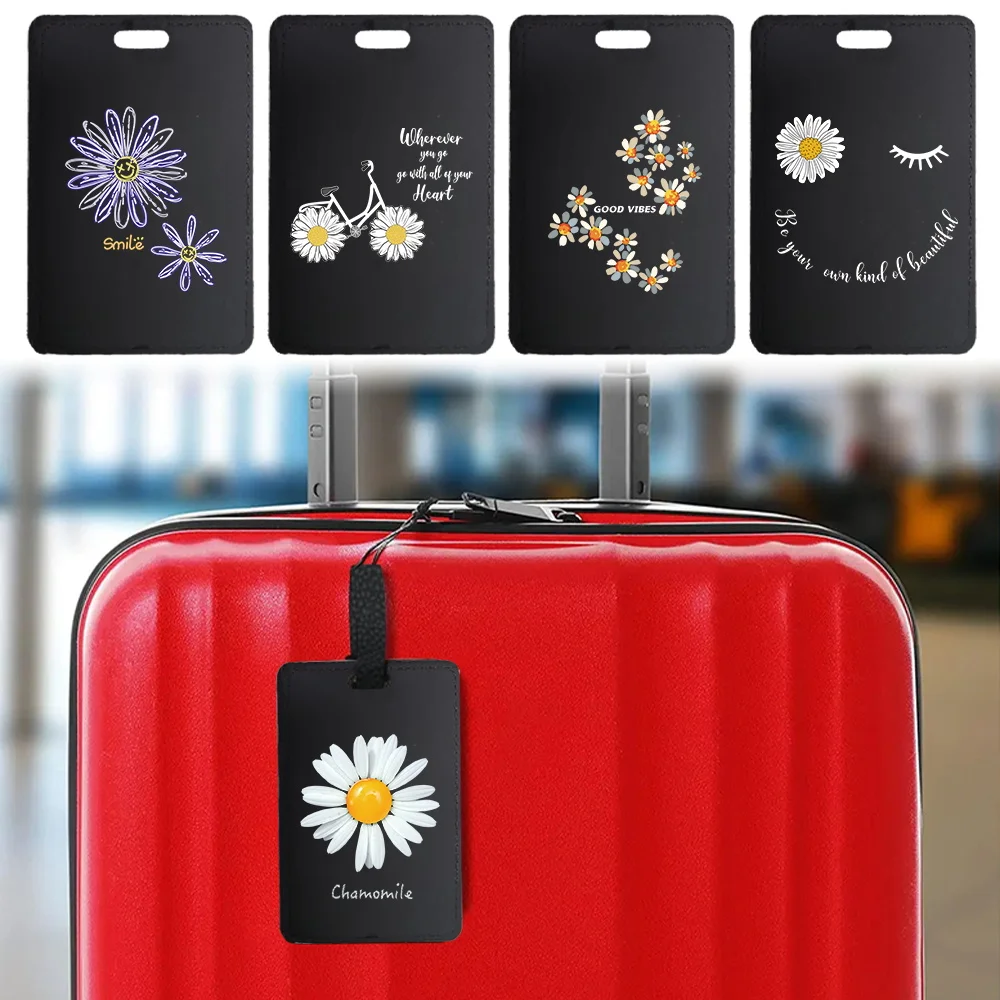 Pu Travel Luggage Tag Portable Personalized Luggage Boarding Pass Fashion Travel Accessories Daisy Luggage Tag Pattern