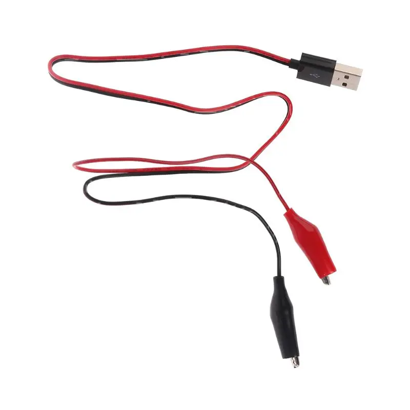 Red And Black 55cm Wire Test Clips Clamp To USB Male Connector Supply Drop shipping