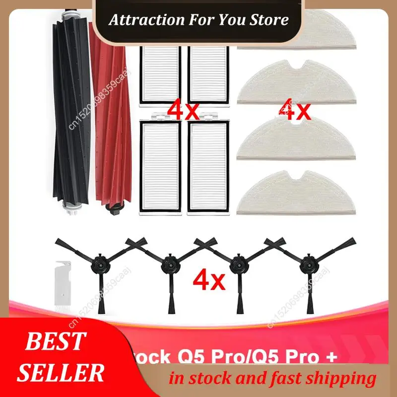 

Hot Selling Accessories Kit Replacement Parts For Roborock Q5 Pro/Q5 Pro +Plus /Q8 Max/Q8 Max Plus Robot Vacuum,Main Brush,Mop C