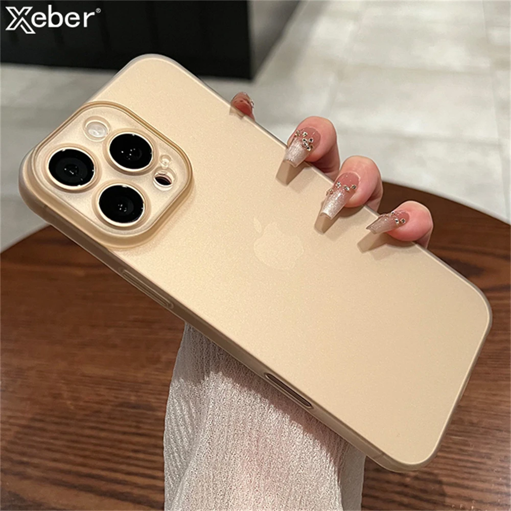 

Ультратонкий матовый полупрозрачный матовый прозрачный чехол для телефона для iPhone 15, 12, 13, 14, 16 Pro Max Plus, противоударный, тонкий, жесткий чехол из ПК