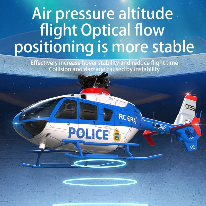 NEW C123 6CH RC Helicopter EC135 Double Brushless Direct Drive Single Paddle Aileron Free Helicopter model 3D Optical Flow Toys view 6