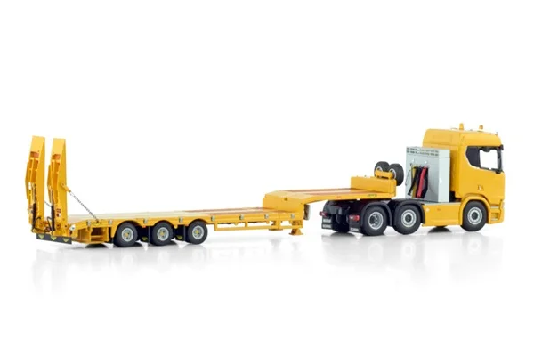 WSI 1:50 Scale SCA-NIA R CR20N 6X2 Tag Axle Tractor,Euro Low Board Trailer Transport Truck Vehicle Diecast Toy Model,04-2208