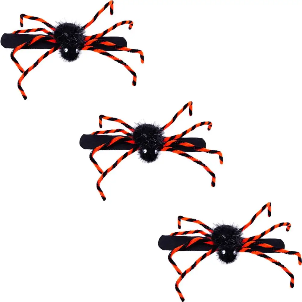 3 Pcs Spider Slap Bracelets Halloween Party Favors Fun Toys Lightweight Safe Material Wrist Decoration