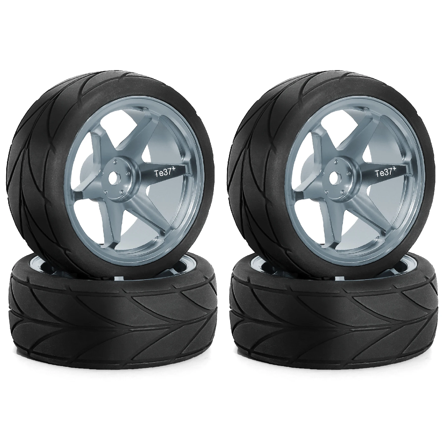 1/10 RC neumáticos de carreras y ruedas de Metal hexagonales de 12mm para escala 1:10 RC en coche de carretera Tamiya TT01 TT02 XV01 XV02 PTG-2 HSP HPI Kyosho piezas