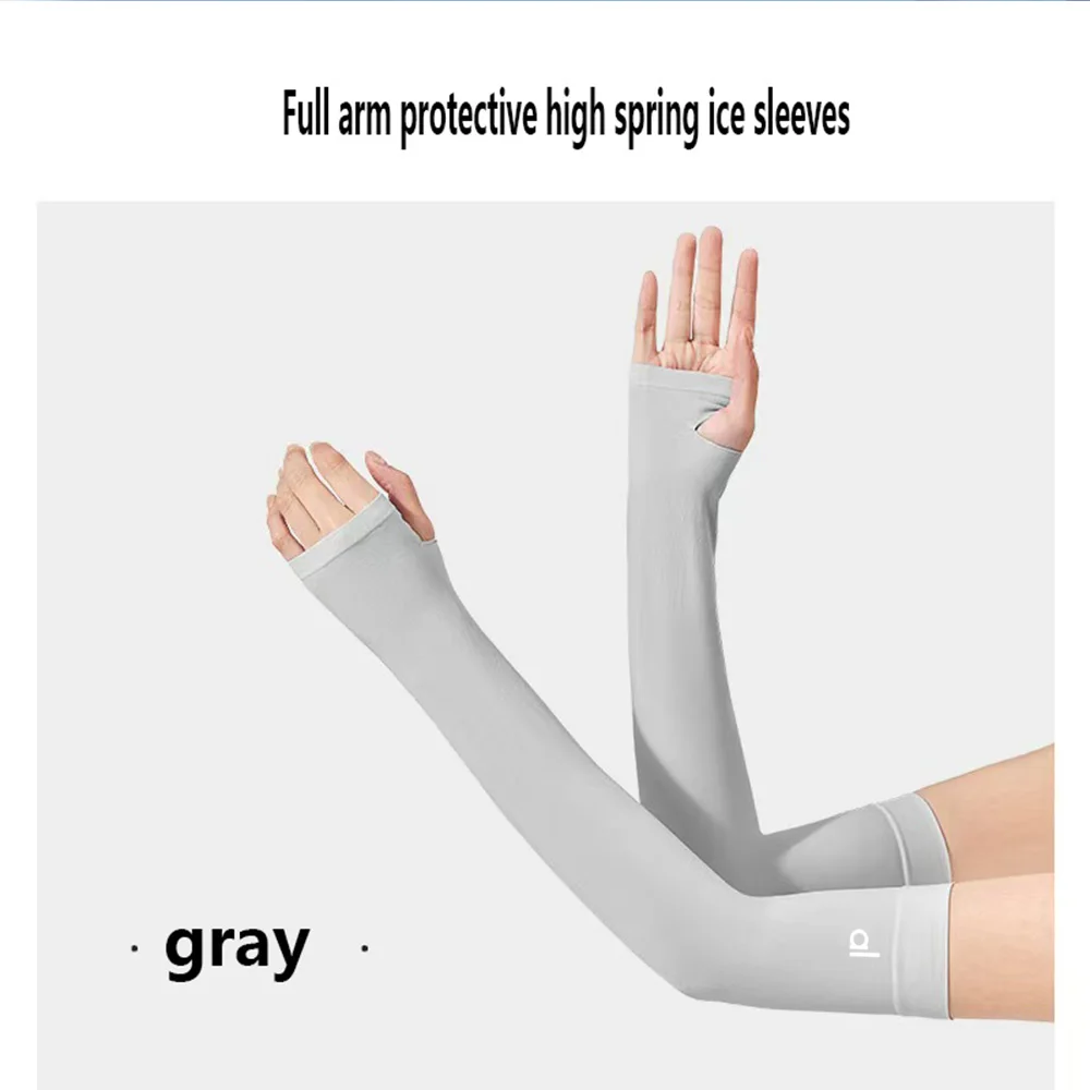 1 paio di maniche per dita estive, fresche da indossare, gomito ad alta elasticità, primavera, equitazione all'aperto, pesca senza dita, seta ghiacciata personalizzata