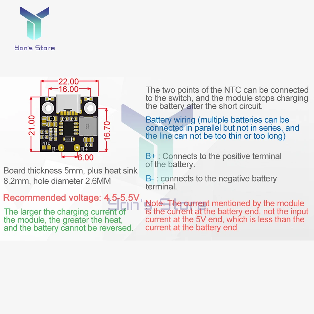 5Pcs 1S 5V 2.8A/3.6A Lithium Battery Charger Module With Charging Indicator Light With Multiple Protection DIY Charging Board
