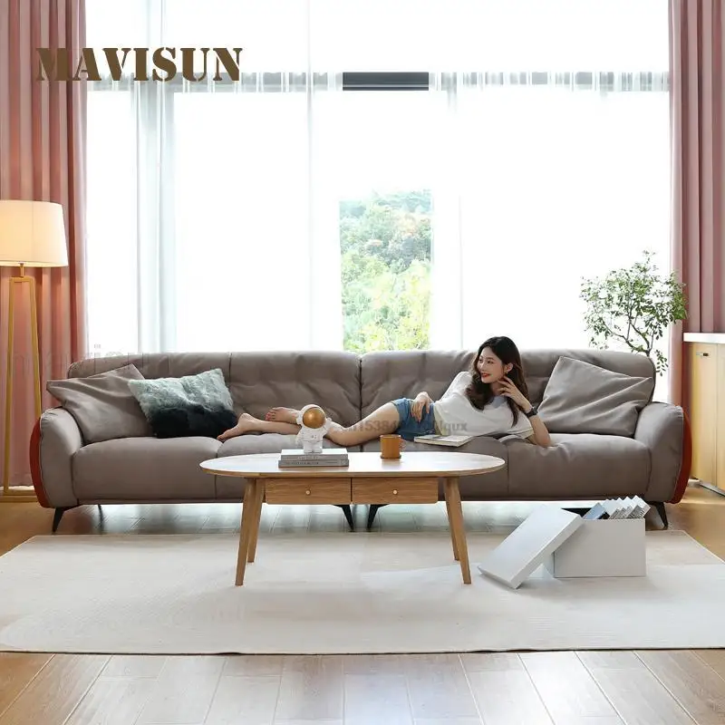 

Italian Sectional Technology Cloth Modern Luxury Upholstered Recliner Sofa For Villa High-end Home Furniture Solid Wood Frame