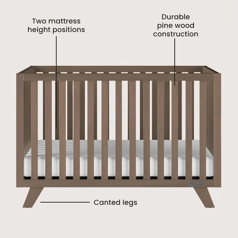 Culla convertibile 4 in 1, culla converte al letto diurno, letto per bambini e letto full size, 3 posizioni del materasso regolabili