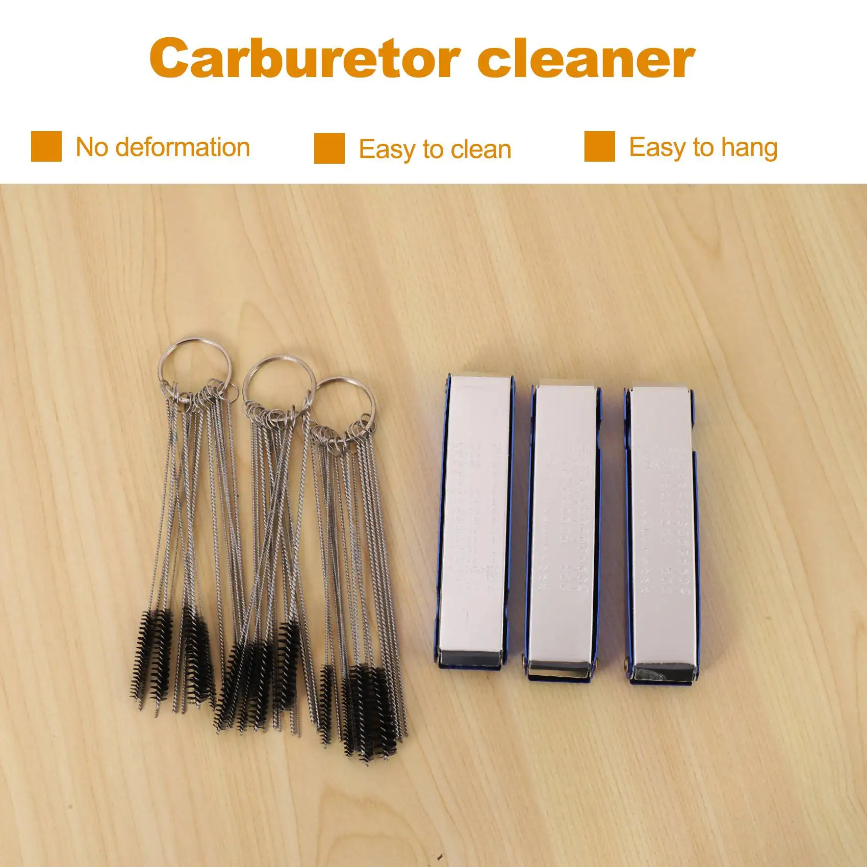 3 Sets Carburetor Carbon Jet Cleaner Wire Torch Tip Cleaner Tool Needles Brushes Cleaning Tool Kit for Motorcycle Moped Welder C