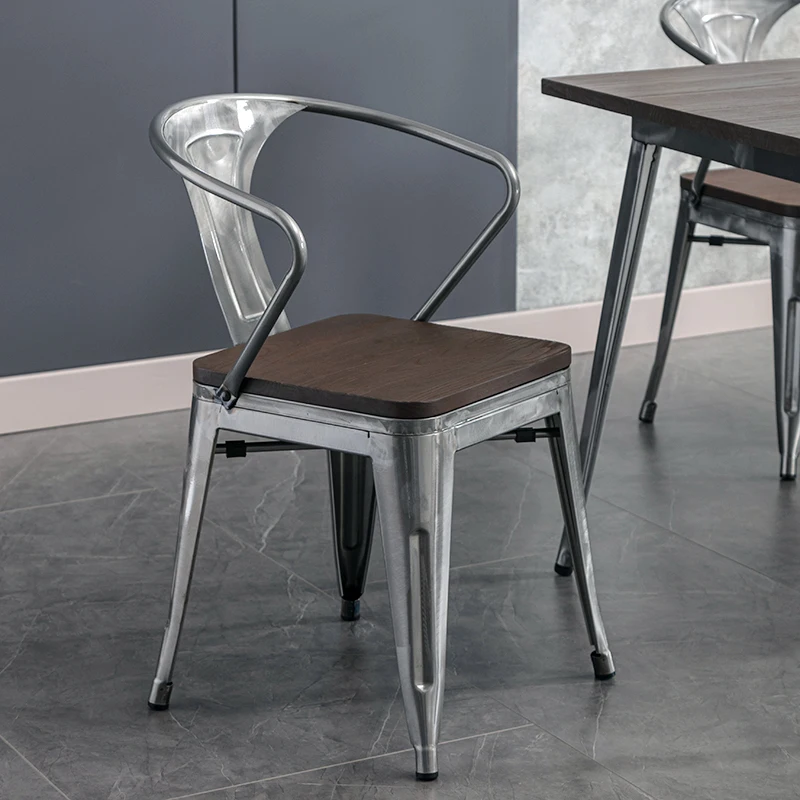 

Wrought iron old dining chair industrial chair metal back iron chair