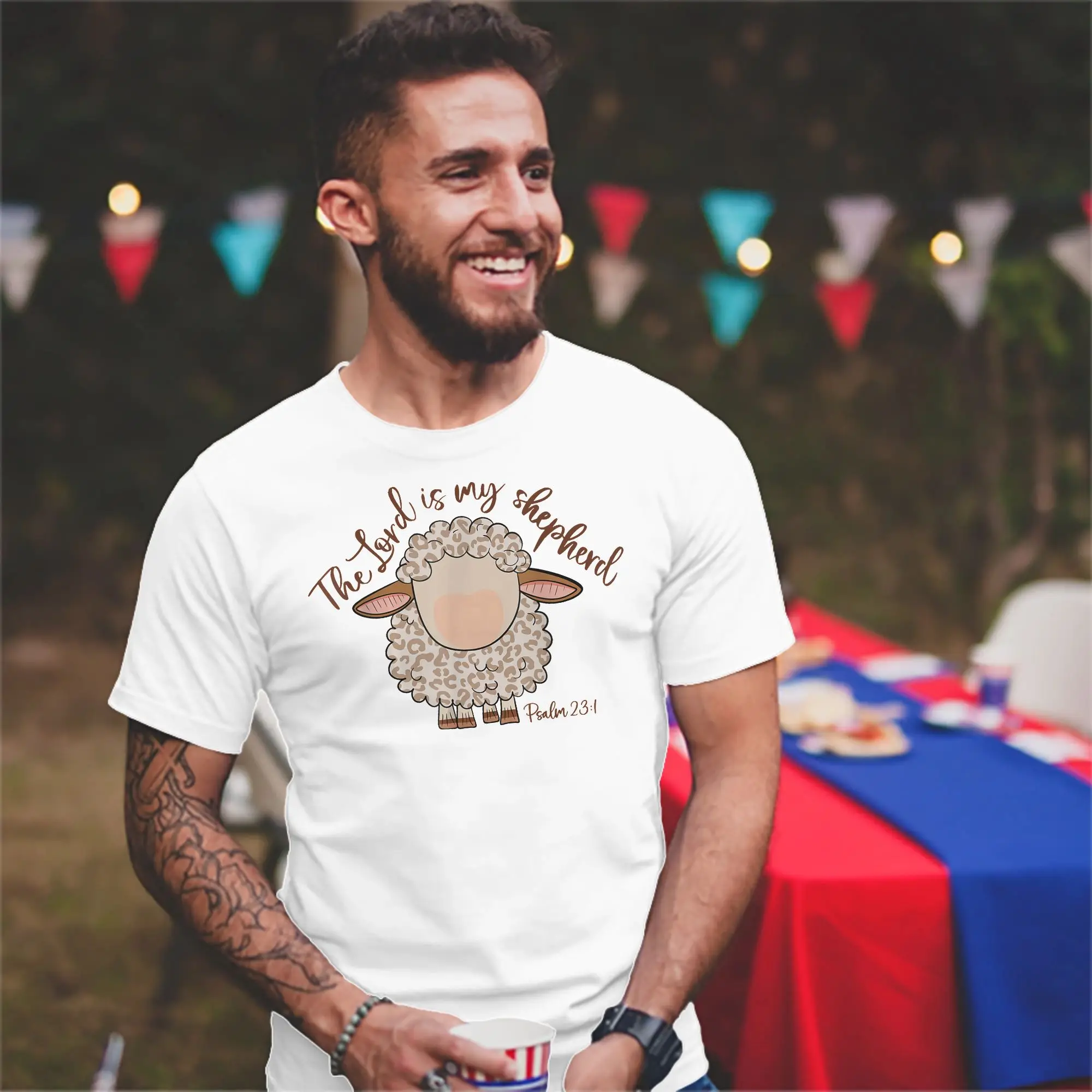 The Lord is My Shepherd Christian Faith Bible Verse Psalm T-Shirt Men Women Cotton Tees Short Sleeve T Shirts 6XL Clothes
