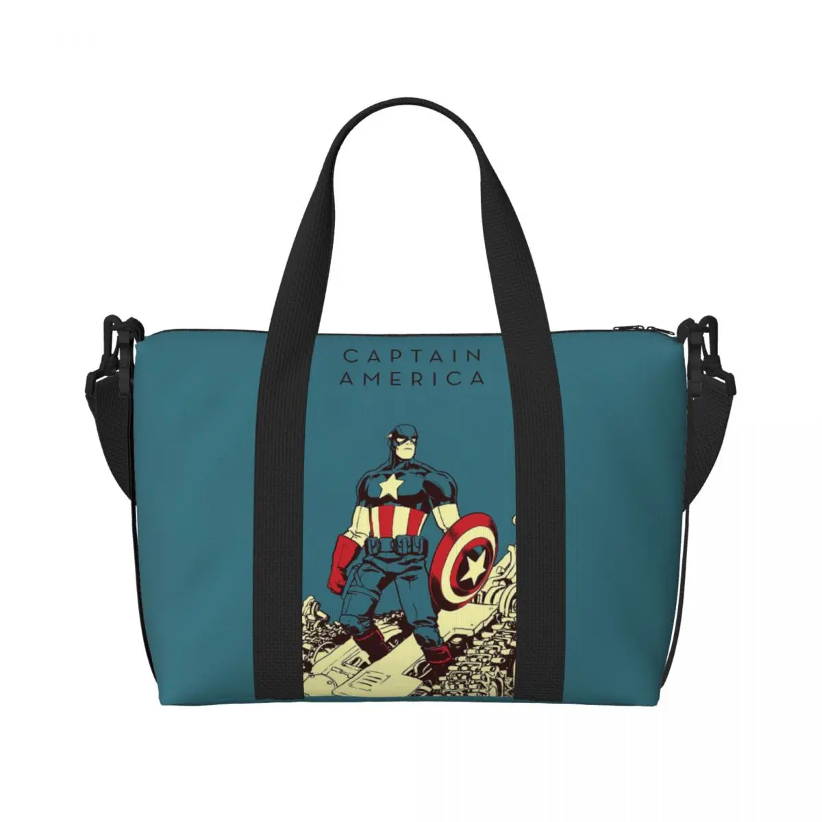 

Custom Superhero Wallpaper Beach Tote Bag for Women Extra Large Gym Carry On Captain America Travel Shopping Bags