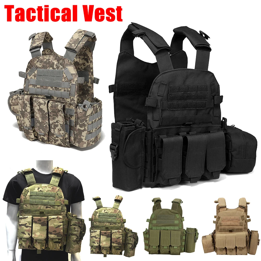 600D Tactical Vest Molle Plate Carrier Vest Waterproof Multifunctional Combat Camo Military Army Airsoft Vest Outdoor CS Hunting