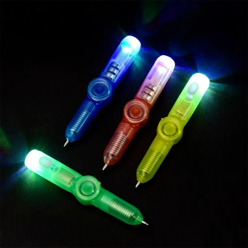 Glow Roterende Spinning Gaming Pen Cool Led Kleurrijke Lichtgevende Flash Bal Punt Stress Relief Speelgoed Balpen Met Batterij