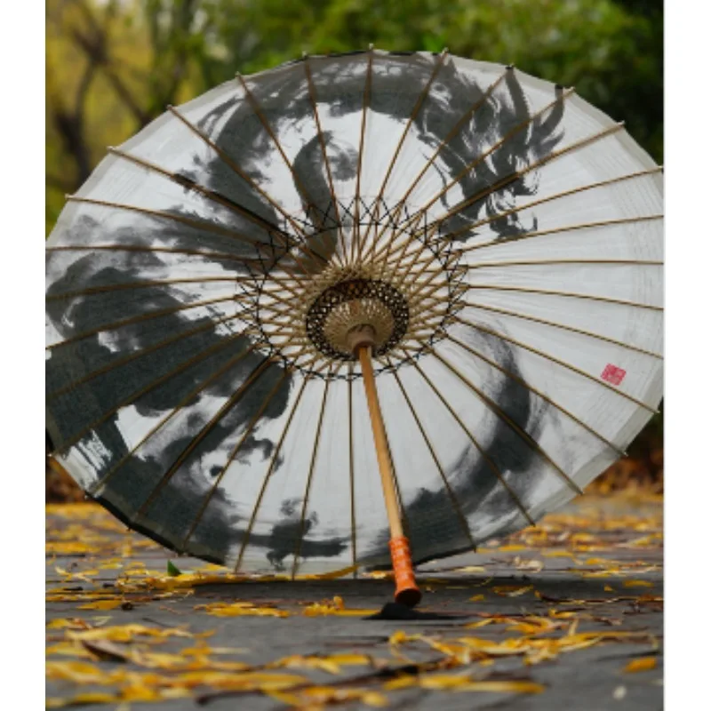 

85CM Silk Paper Umbrella Long Handle Silk Craft Ancient Style Hanfu Women's Performance Ultra Umbrella