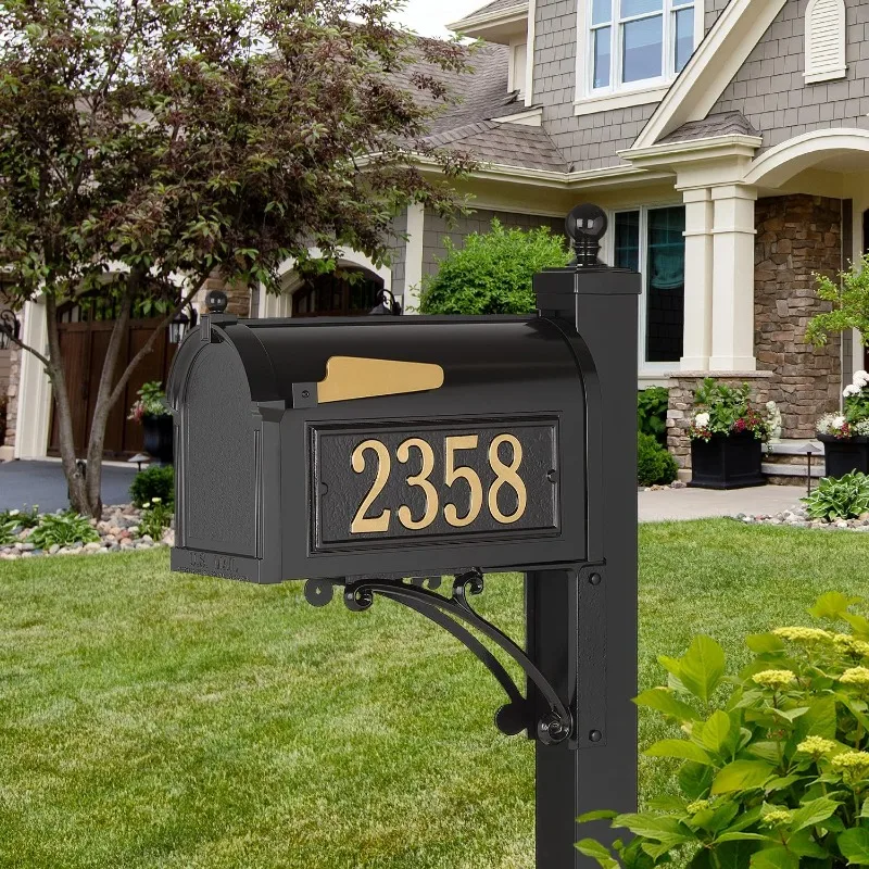 Deluxe Streetside Mailbox Package Black Extra Large Make a great first impression enhancing the curb appeal value of your home