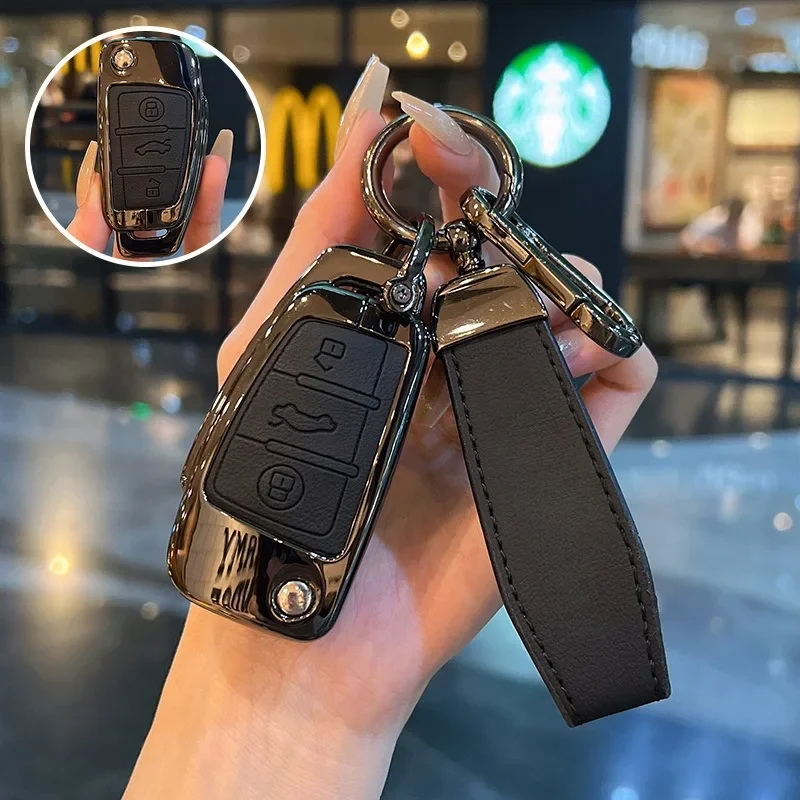 

Zinc Alloy Car Key Case Cover Holder Key Shell Buckle for Audi A6L, A4L, Q4 E-tron, A3L, Q3, Q5, Q7, Q2, Q6, A7L, A5L