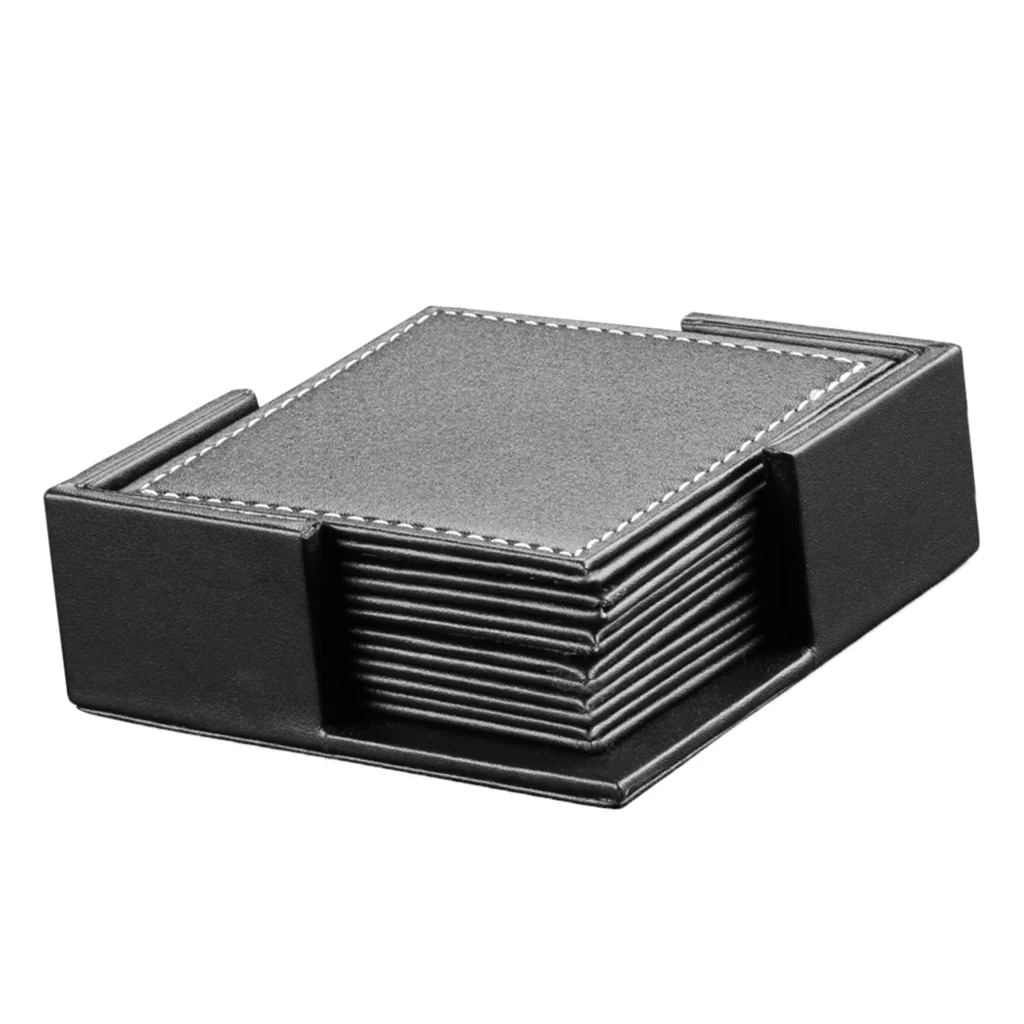 

PU Leather Drink Mats Coasters With Cup Glass Dinnerware Holder