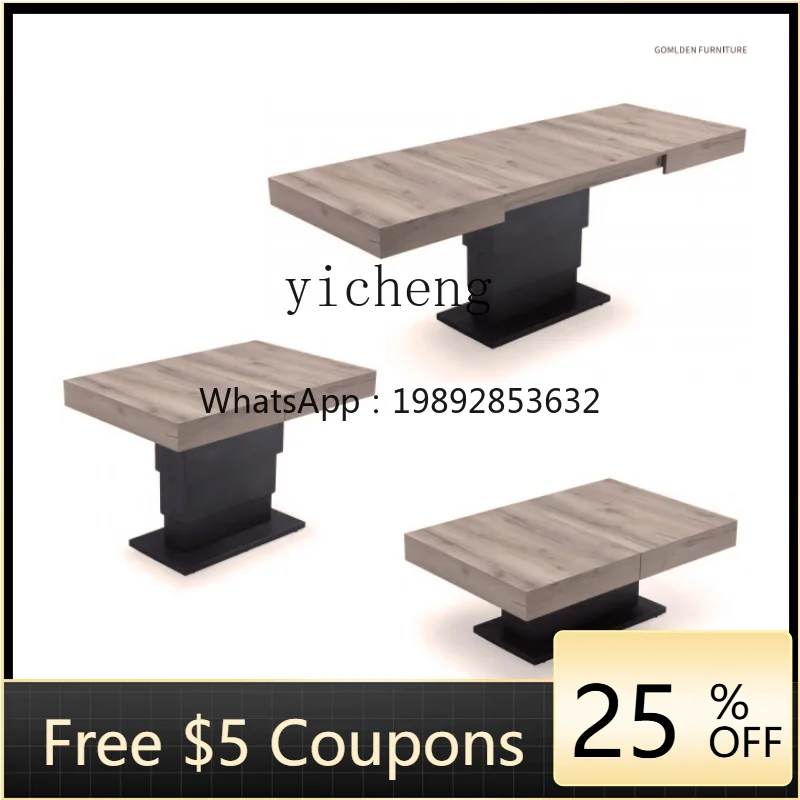 Minimalist Solid Wood Dining Table Light Luxury Lifting Coffee Table Multifunctional Retractable