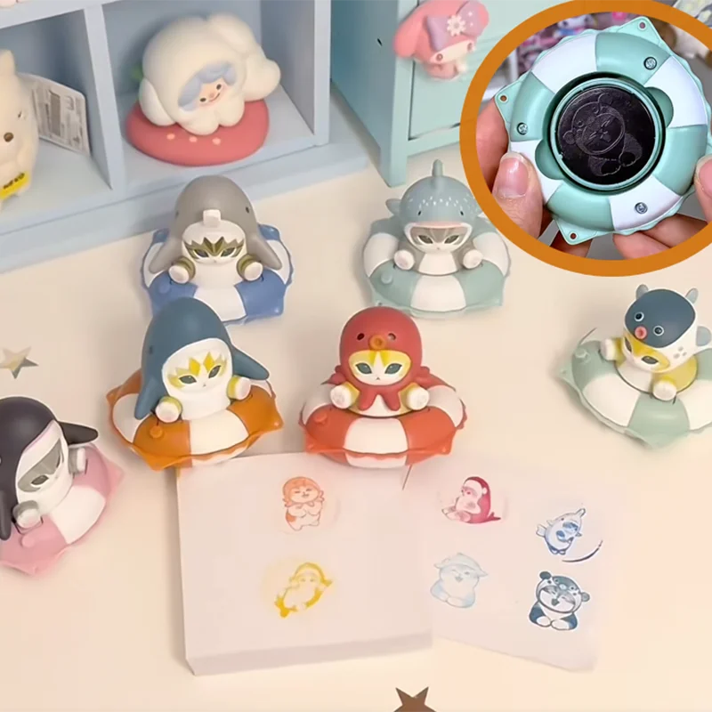 

Genuine Mofusand Swimming Ring Series Blind Box Kawaii Stamp Figure Doll Ornament Anime Toys Gift